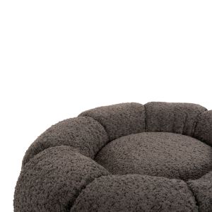 Stool Kripp Hm9602,01 gray boucle with black metal base D60x31hcm