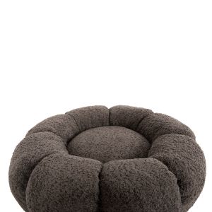 Stool Kripp Hm9602,01 gray boucle with black metal base D60x31hcm