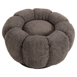 Stool Kripp Hm9602,01 gray boucle with black metal base D60x31hcm
