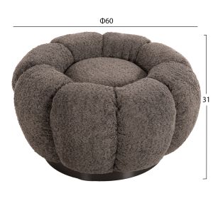 Stool Kripp Hm9602,01 gray boucle with black metal base D60x31hcm