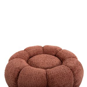 Stool Kripp Hm9602,02 pink boucle with black metal base D60x31hcm