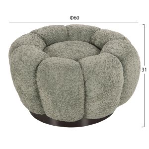 Stool Kripp Hm9602,05 boucle pistachio color with black metal base D60x31hcm