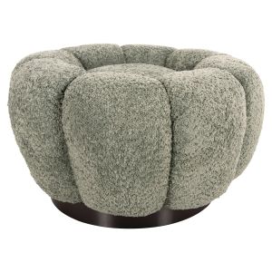 Stool Kripp Hm9602,05 boucle pistachio color with black metal base D60x31hcm