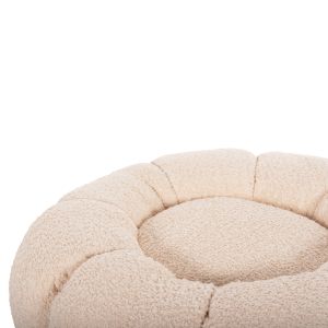 Stool Kripp Hm9602,06 boucle ecru color with black metal base D60x31hcm