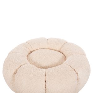Stool Kripp Hm9602,06 boucle ecru color with black metal base D60x31hcm