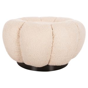Stool Kripp Hm9602,06 boucle ecru color with black metal base D60x31hcm