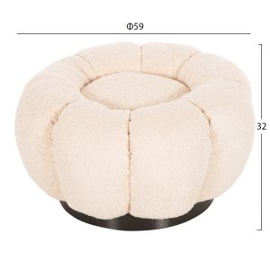 Stool Kripp Hm9602,06 boucle ecru color with black metal base D60x31hcm