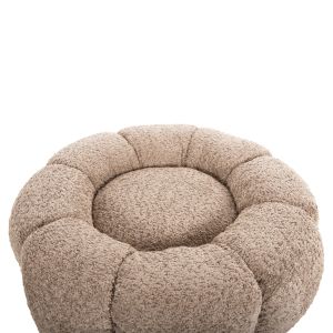Stool Kripp Hm9602,08 beige boucle with black metal base D60x31hcm