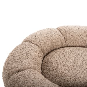 Stool Kripp Hm9602,08 beige boucle with black metal base D60x31hcm