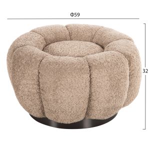 Stool Kripp Hm9602,08 beige boucle with black metal base D60x31hcm