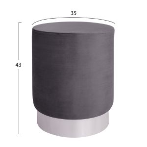 Stool Levy Hm8408,01 gray plush with gold metal base 35x43cm