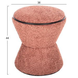 Stool Linner Hm9604.02 pink boucle with black details D38.5x43hcm