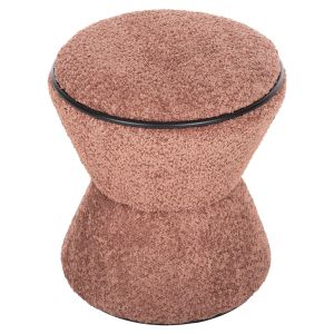 Stool Linner Hm9604.02 pink boucle with black details D38.5x43hcm