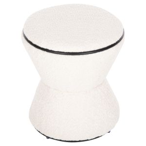 Stool Linner Hm9604.06 boucle ecru color with black details D38.5x43hcm
