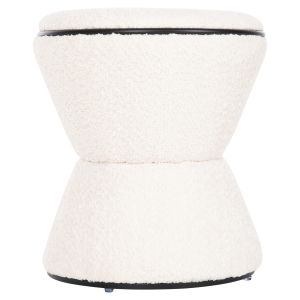 Stool Linner Hm9604.06 boucle ecru color with black details D38.5x43hcm