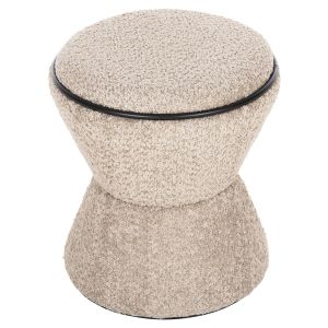 Stool Linner Hm9604,08 beige boucle with black details D38,5x43hcm