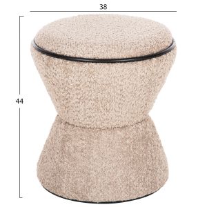 Stool Linner Hm9604,08 beige boucle with black details D38,5x43hcm