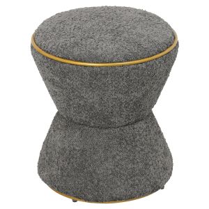 Stool Linner Hm9604,11 gray boucle with gold details D38,5x43hcm