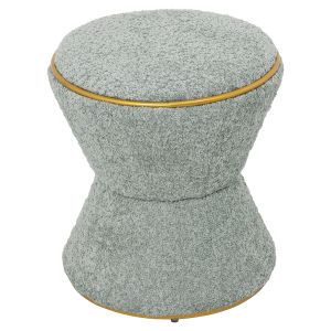 Stool Linner Hm9604.15 boucle pistachio color with gold details D38.5x43hcm