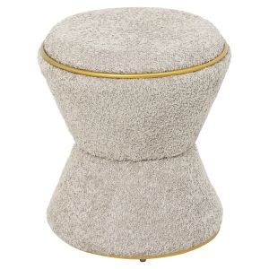 Stool Linner Hm9604,18 beige boucle with gold details D38,5x43hcm
