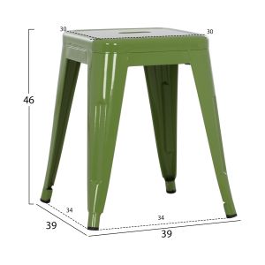 Табуретка Melita Relix Hm0096.53 метална в светло маслинено зелен цвят 37x37x45hсм.