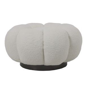 Табуретка Nester букле плат в бял цвят D60x31см