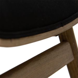 Табуретка Relaxmirto от масивно дърво с черна текстилна дамаска 63x50x46cm