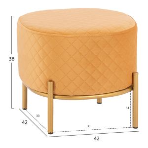 Stool Sinta Hm8638,09 plush in gold color with gold metal base 42x42x38cm