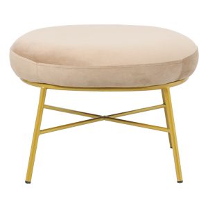 Susanna beige plush stool with gold metal legs 56x47x40cm