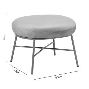 Susanna plush stool, rotten apple color, with gold metal legs, 56x47x40cm