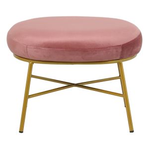 Susanna plush stool, rotten apple color, with gold metal legs, 56x47x40cm