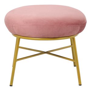 Susanna plush stool, rotten apple color, with gold metal legs, 56x47x40cm