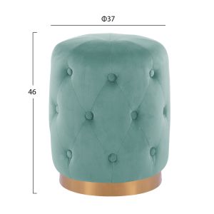 Stool Torrie Hm8405,07 in green suede with gold base D37x46cm