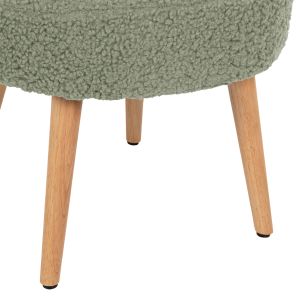 Stool Yasmine Hm8395.27 with low backrest - pistachio color boucle with wooden legs 47x46x64.5hcm