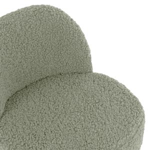 Stool Yasmine Hm8395.27 with low backrest - pistachio color boucle with wooden legs 47x46x64.5hcm