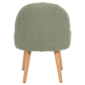 Stool Yasmine Hm8395.27 with low backrest - pistachio color boucle with wooden legs 47x46x64.5hcm