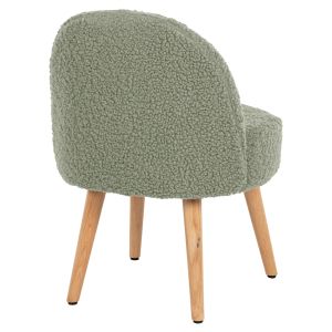 Stool Yasmine Hm8395.27 with low backrest - pistachio color boucle with wooden legs 47x46x64.5hcm