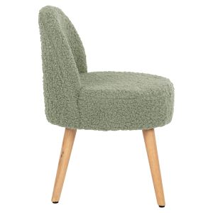 Stool Yasmine Hm8395.27 with low backrest - pistachio color boucle with wooden legs 47x46x64.5hcm