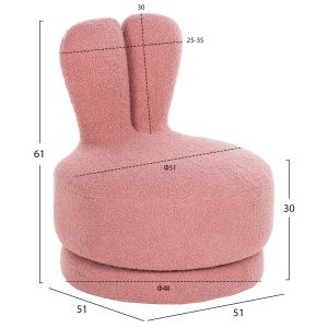 Swivel stool Frivo Hm9774,02 Dusty pink boucle 51x51x61hcm
