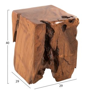Low height stool Kumo solid teak wood in natural color 30x30x40hcm Hm7893