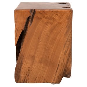 Low height stool Kumo solid teak wood in natural color 30x30x40hcm Hm7893