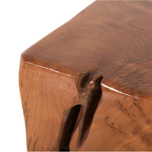 Low height stool Kumo solid teak wood in natural color 30x30x40hcm Hm7893