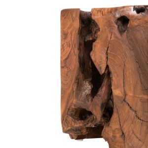 Low height stool Kumo solid teak wood in natural color 30x30x40hcm Hm7893
