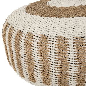 Pouf stool Saroni Hm7851,01 seagrass in natural-white color D60x35cm