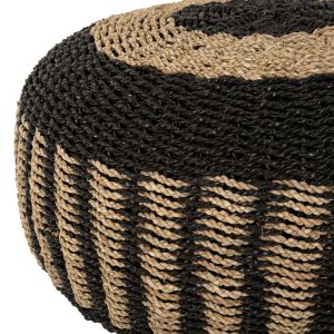 Pouf stool Saroni Hm7851,02 seagrass in natural-black color D60x35cm