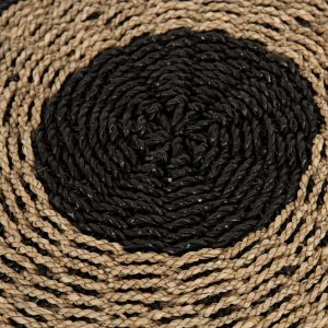 Pouf stool Saroni Hm7851,02 seagrass in natural-black color D60x35cm