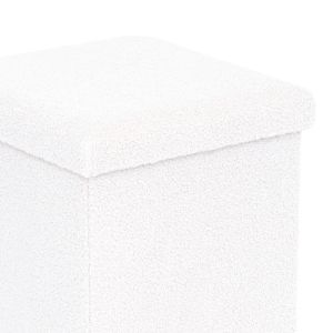 Stool with storage space, ivory boucle fabric, 38x38x38 cm