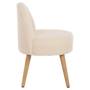 Low-back stool Yasmine Hm8395.23 white boucle with wooden legs 47x46x64.5hcm