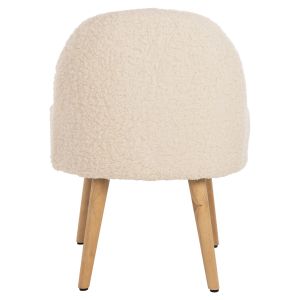Low-back stool Yasmine Hm8395.23 white boucle with wooden legs 47x46x64.5hcm