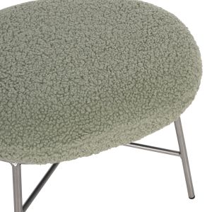 Stool with armrest Trudi Hm8640,27 green boucle and silver metal base 56x47x40cm